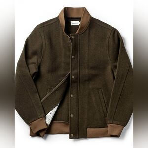 Taylor Stitch Olive Wool Bomber Jacket, XL